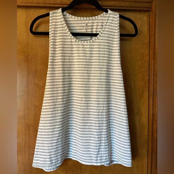 Athleta Muscle Tank Gray & White Stripes size XL - Picture 4 of 6
